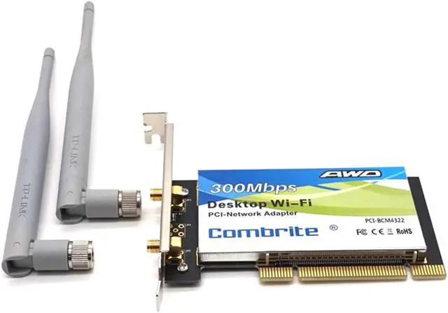 Alt view image 7 of 7 - Weastlinks BCM4322 300Mbps 2.4G Wireless Wlan Wifi PCI Card Desktop Adapter With 6dBi wifi Antenna High Speed