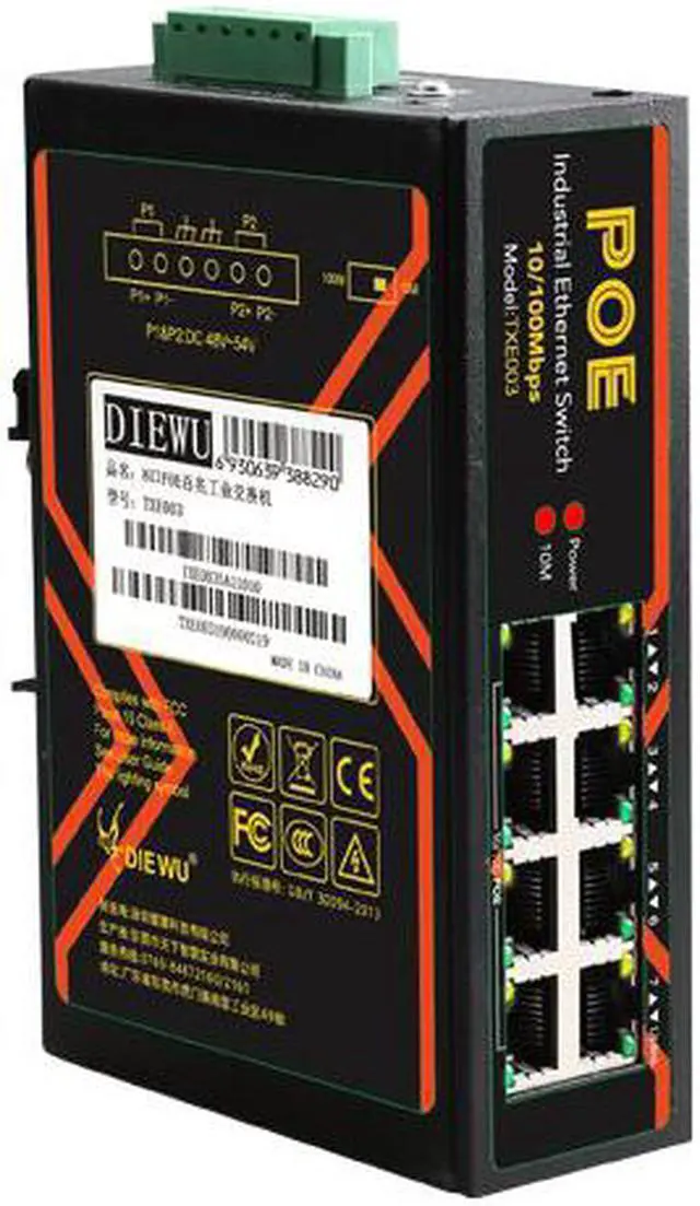 Alt view image 3 of 4 - Weastlinks 8 Ports Industrial Fast Ethernet Switch 10/100Mbps POE Network Switch DIN Rail Type Network RJ45 Lan adapter