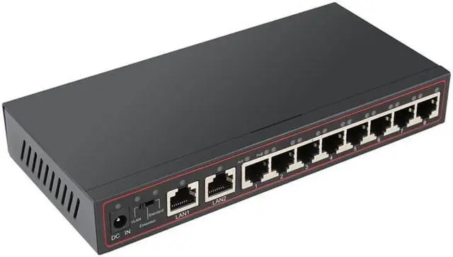 Alt view image 3 of 7 - Weastlinks 10 Ports POE Switch 52V Ethernet Network Switch 8 PoE Switch Injector for IP camera/Wireless AP/CCTV Camera System