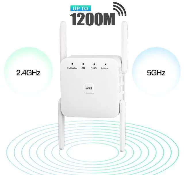 Alt view image 7 of 7 - Weastlinks 5G Wireless WiFi Repeater Wi Fi Booster 1200Mbps Internet Signal Booster Amplifier Ethernet Port for Travel Wlan Router/Home AP