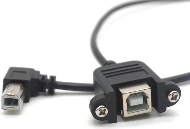 Alt view image 2 of 7 - Weastlinks 2PCS Right Angle USB 2.0 Type B Wire male to USB B female Printer Panel Mount Extension Sync Cable Cord 90-degree 0.5M(1.64ft)