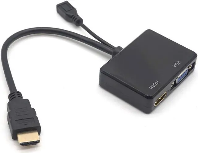 Alt view image 2 of 7 - Weastlinks HDMI to VGA & HDMI Female Splitter with Audio Video Cable Converter Adapter For HDTV PC Monitor