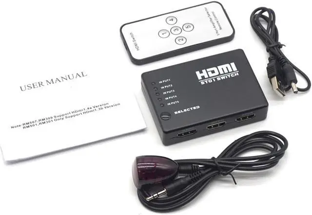 Alt view image 7 of 7 - Weastlinks 5 In 1 Out 5 Port Video HDMI Switch Selector Switcher Splitter Hub IR Remote 1080P For HDTV PS3 DVD