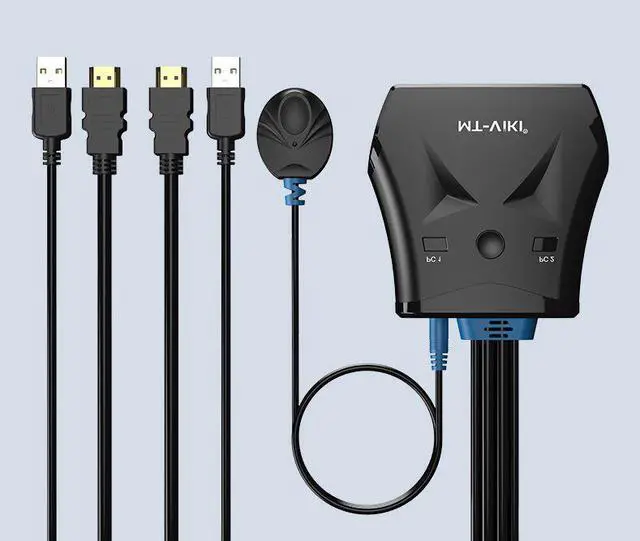 Alt view image 7 of 7 - Weastlinks 2 Port HDMI USB KVM Switch Manual Push Button with Wired Remote Control Key and Original Cable MT-201HL