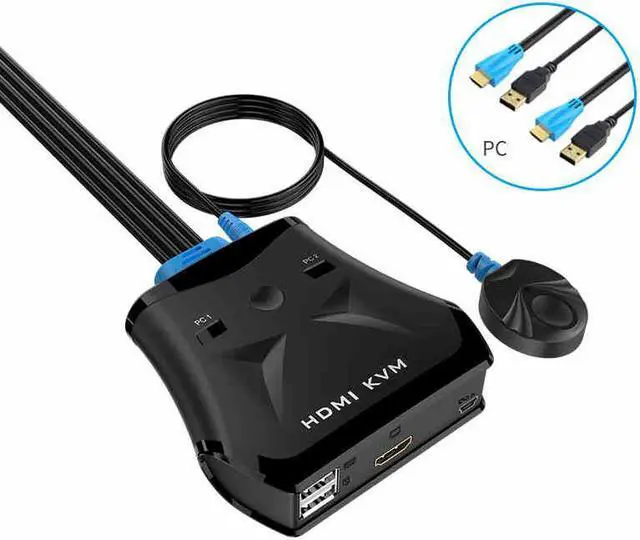 Main image of Weastlinks 2 Port HDMI USB KVM Switch Manual Push Button with Wired Remote Control Key and Original Cable MT-201HL