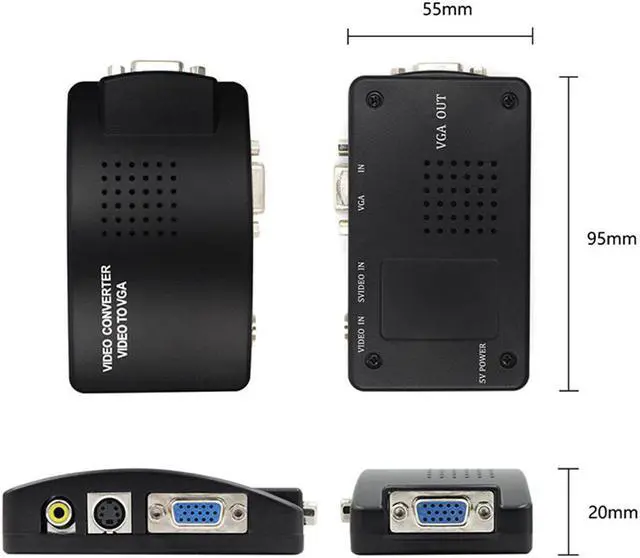 Alt view image 5 of 7 - Weastlinks AV to VGA Adapter RCA VGA Converter PC Laptop Video TV RCA Composite S-Video AV In To PC VGA LCD Out Converter Switch Box Black
