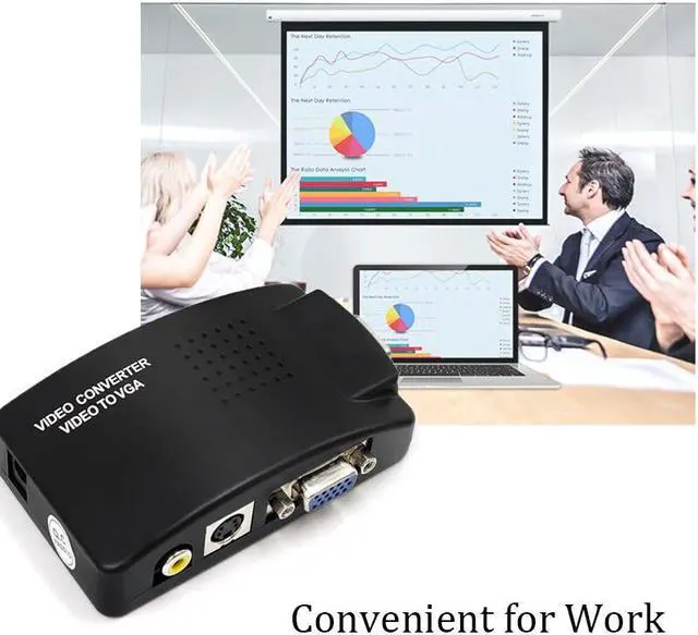 Alt view image 6 of 7 - Weastlinks AV to VGA Adapter RCA VGA Converter PC Laptop Video TV RCA Composite S-Video AV In To PC VGA LCD Out Converter Switch Box Black