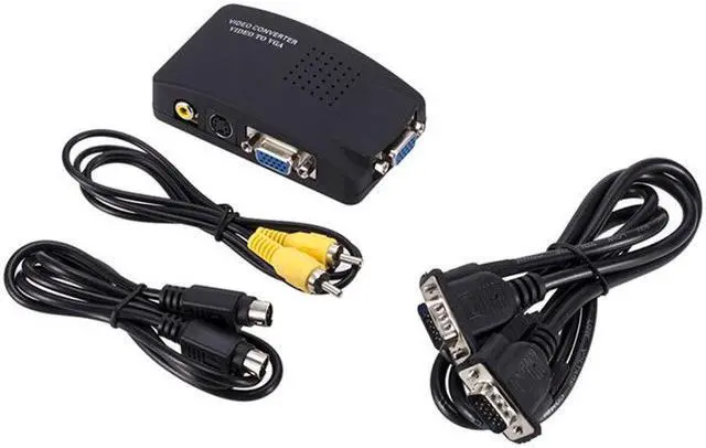Alt view image 7 of 7 - Weastlinks AV to VGA Adapter RCA VGA Converter PC Laptop Video TV RCA Composite S-Video AV In To PC VGA LCD Out Converter Switch Box Black