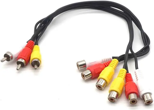 Alt view image 6 of 7 - Weastlinks 2pcs RCA Cable 3 RCA Male Jack to 6 RCA Female Plug Splitter Audio Video AV Adapter Cable