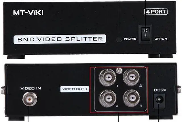 Alt view image 5 of 7 - Weastlinks 4 ports BNC video splitter 1 in 4 out security surveillance camera HD analog video splitter with power MT-104BC