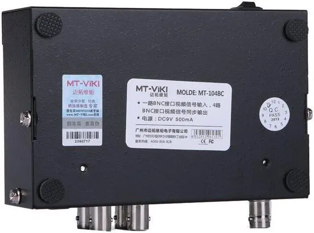 Alt view image 4 of 7 - Weastlinks 4 ports BNC video splitter 1 in 4 out security surveillance camera HD analog video splitter with power MT-104BC