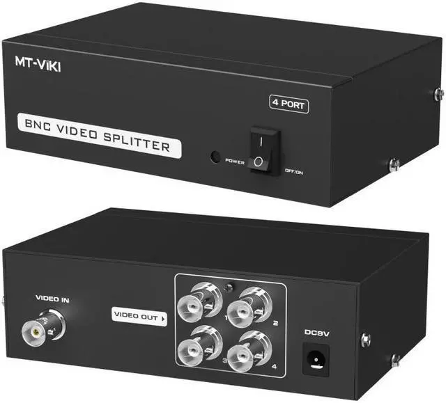 Alt view image 2 of 7 - Weastlinks 4 ports BNC video splitter 1 in 4 out security surveillance camera HD analog video splitter with power MT-104BC