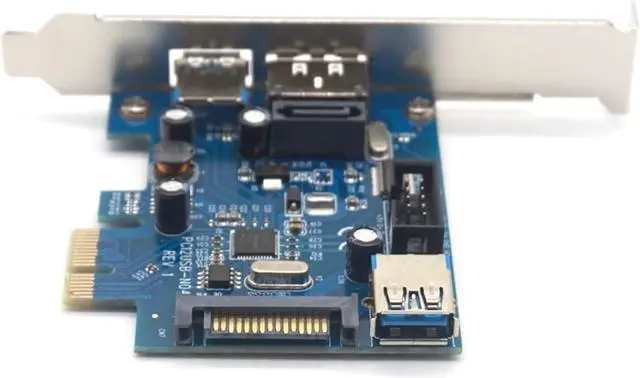 Alt view image 4 of 7 - Weastlinks PCI express to 2 ports USB3.0 + Power eSATA Converter Card with 9pin USB + 15pin SATA Power Socket