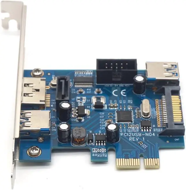 Alt view image 7 of 7 - Weastlinks PCI express to 2 ports USB3.0 + Power eSATA Converter Card with 9pin USB + 15pin SATA Power Socket