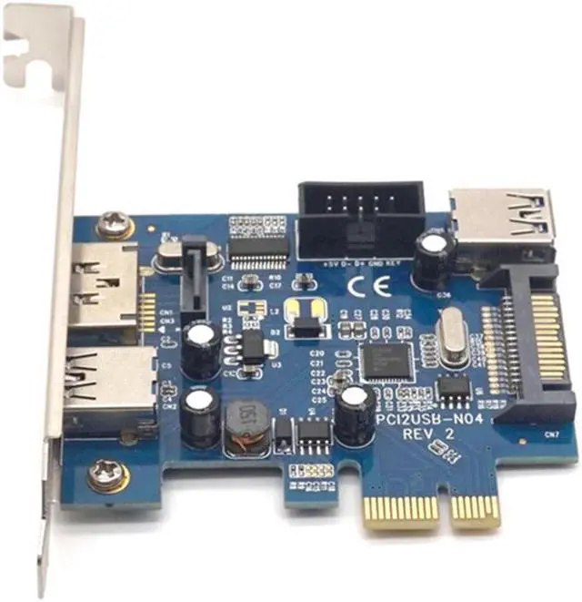 Alt view image 2 of 7 - Weastlinks PCI express to 2 ports USB3.0 + Power eSATA Converter Card with 9pin USB + 15pin SATA Power Socket