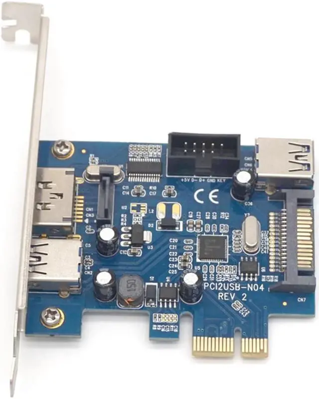 Alt view image 5 of 7 - Weastlinks PCI express to 2 ports USB3.0 + Power eSATA Converter Card with 9pin USB + 15pin SATA Power Socket