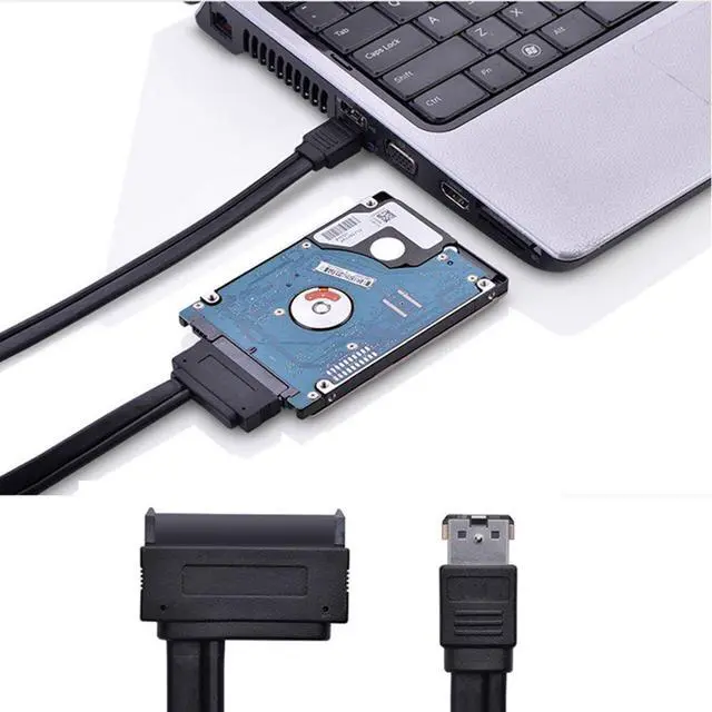 Alt view image 5 of 5 - Weastlinks Dual Power eSATA USB 12V 5V Combo to 22Pin SATA USB Hard Disk Cable 22Pin SATA is (7pin+15Pin) Power Over eSATA connector