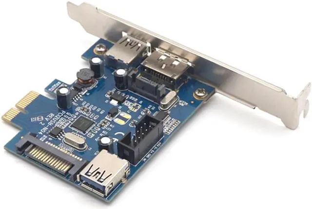 Alt view image 6 of 7 - Weastlinks PCI express to 2 ports USB3.0 + Power eSATA Converter Card with 9pin USB + 15pin SATA Power Socket