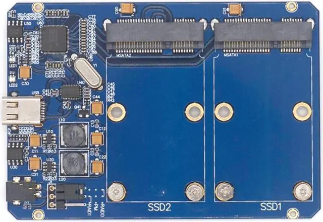 Main image of Weastlinks SSD Enclosure USB-C USB3.1 Type-C to Dual 2 Port MSATA SSD Raid Hard Disk Box Shell
