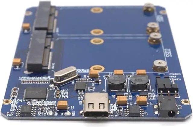 Alt view image 3 of 7 - Weastlinks SSD Enclosure USB-C USB3.1 Type-C to Dual 2 Port MSATA SSD Raid Hard Disk Box Shell
