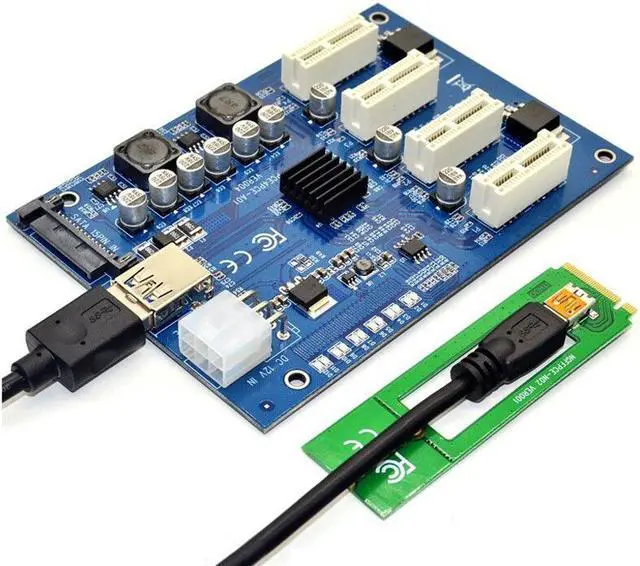 Alt view image 2 of 6 - Weastlinks M.2 NGFF PCIE PCI Express Extender Riser Card Adapter 4 PCI-E slot adapter PCIe Port Multiplier M2 Card For Mining