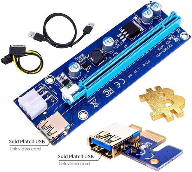 Alt view image 4 of 7 - Weastlinks 006C PCIe 1x to 16x Express Riser Card Graphic pci-e riser Extender 60cm USB 3.0 Cable SATA to 6Pin Power for BTC mining