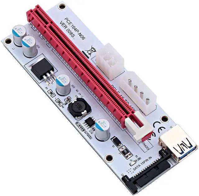 Alt view image 6 of 7 - Weastlinks 6PCS 008S 3 In 1 PCIe PCI-E PCI Express Riser Card 1x To 16x USB 3.0 Data Cable For Bitcoin Mining BTC Graphics Card