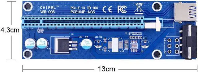 Alt view image 2 of 6 - Weastlinks VER006 60CM PCIe PCI-E 1X to 16X Riser Card Extender SATA to 4Pin Power Cord USB 3.0 Data Cable for BTC Miner Bitcoin