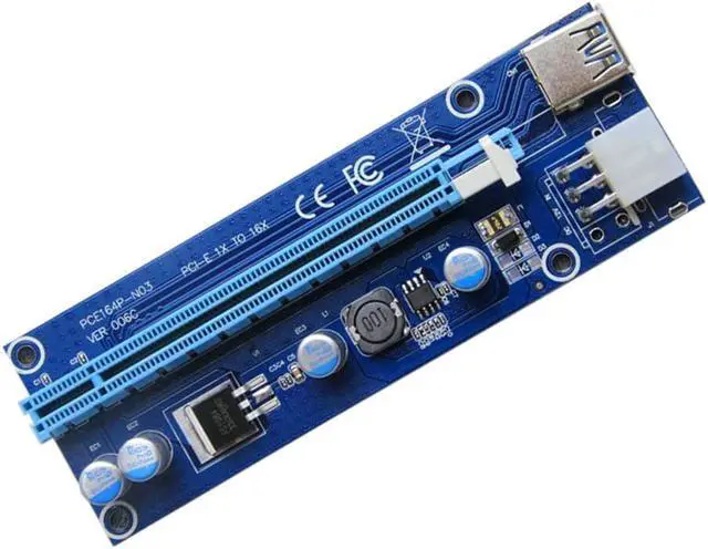 Alt view image 7 of 7 - Weastlinks 006C PCIe 1x to 16x Express Riser Card Graphic pci-e riser Extender 60cm USB 3.0 Cable SATA to 6Pin Power for BTC mining