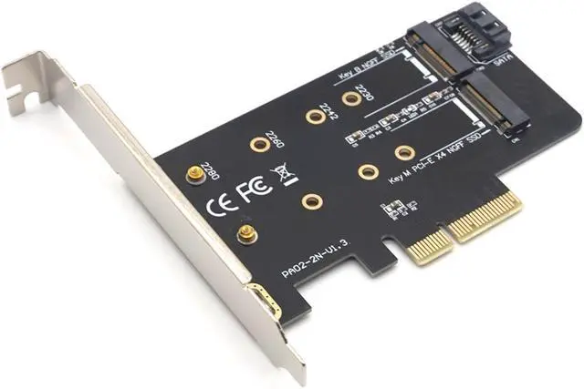 Alt view image 5 of 7 - Weastlinks Dual M.2 PCIe Adapter M2 SSD NVME M Key SATA-based B Key to PCI-e 3.0 x 4 Controller Converter Card Support 2280 2260 2242 2230