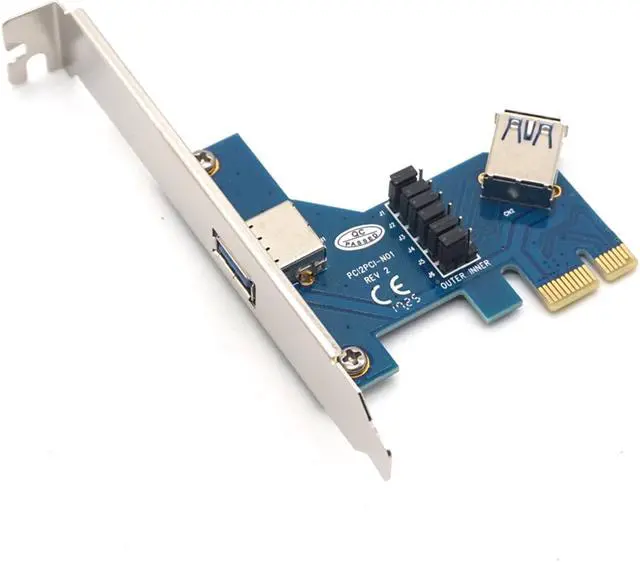 Alt view image 3 of 7 - Weastlinks PCI-e x1 to 2 ports PCIe slots Adapter PCI express to PCIe Riser card with Case