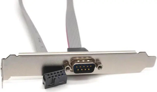 Alt view image 7 of 7 - Weastlinks 2PCS Serial 9 pin DB9 RS232 Motherboard Com Port Ribbon Cable Connector Bracket 27cm Cables