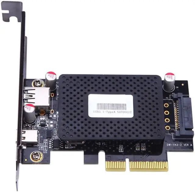 Alt view image 4 of 5 - Weastlinks 10Gb/s PCI-e to usb3.1 Type-C + Type-A expansion card network adapters card For desktop PC computer ASM1142 Chip Protection Case