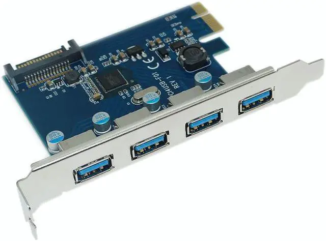 Alt view image 5 of 6 - Weastlinks PCIE to 4 Port USB 3.0 PCI-e Adapter PCI Express USB 3.0 4 port HUB 19Pin 5.0Gbps FL1100 chipset Support WIN10 WIN8 MAC OS