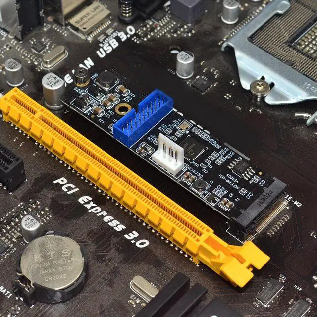 Alt view image 5 of 6 - Weastlinks M.2 NGFF NVME to USB 3.0 19Pin Header Convert Card NGFF to 2 Port USB3.0 Expansion Card Transfer Adapter IDE 4PIN Power Supply