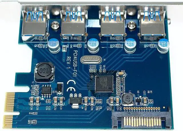 Alt view image 4 of 6 - Weastlinks PCIE to 4 Port USB 3.0 PCI-e Adapter PCI Express USB 3.0 4 port HUB 19Pin 5.0Gbps FL1100 chipset Support WIN10 WIN8 MAC OS