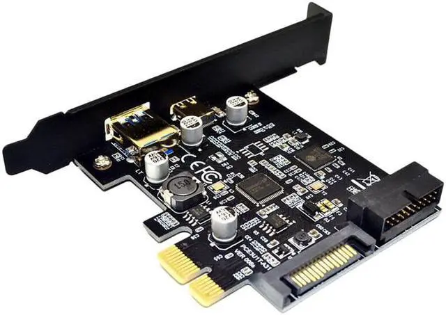 Alt view image 3 of 6 - Weastlinks PCI-E to USB3.0 Type-C Adapter Card Type-C 19PIN Expansion card ASMeida 1042A