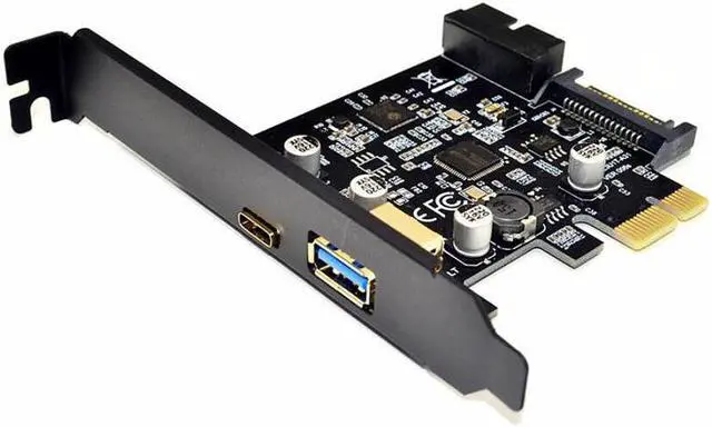 Alt view image 2 of 6 - Weastlinks PCI-E to USB3.0 Type-C Adapter Card Type-C 19PIN Expansion card ASMeida 1042A