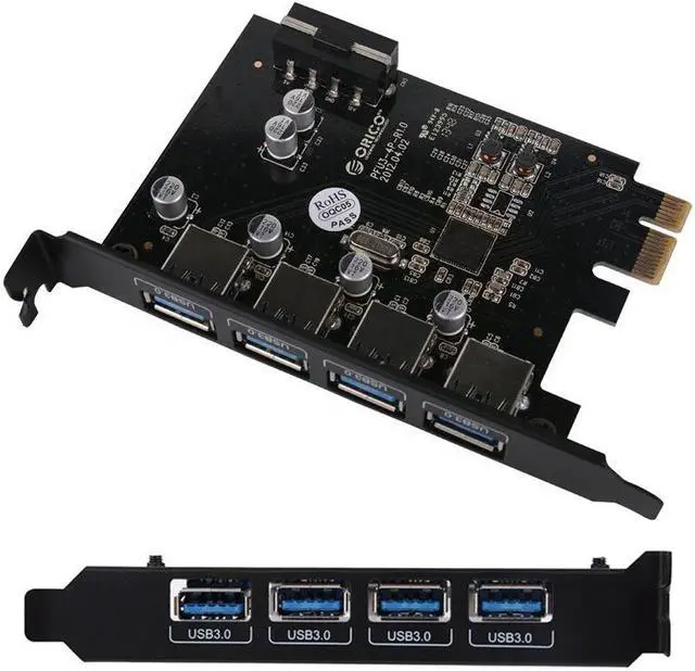 Main image of Weastlinks PCIE to 4 Port USB 3.0 PCI-e Adapter PCI Express USB3.0 4 Port HUB 5.0Gbps 19Pin FL1100 chipset Support WIN10 WIN8 MAC OS