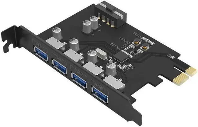 Alt view image 2 of 6 - Weastlinks PCIE to 4 Port USB 3.0 PCI-e Adapter PCI Express USB3.0 4 Port HUB 5.0Gbps 19Pin FL1100 chipset Support WIN10 WIN8 MAC OS