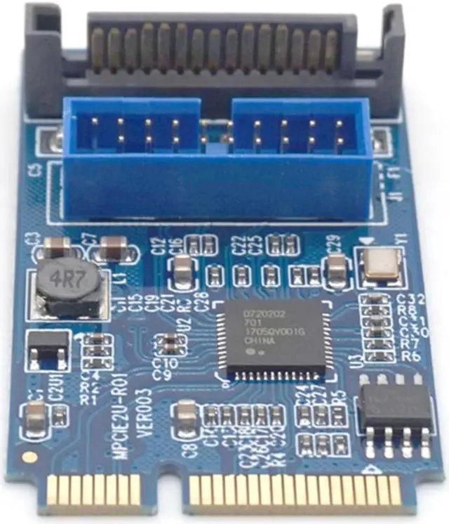 Alt view image 2 of 7 - Weastlinks MINI PCI-E to USB3.0 Adapter Card Mini PCIE to 20Pin/19Pin Expansion Card Mini PCIE to USB3.0 Adapter