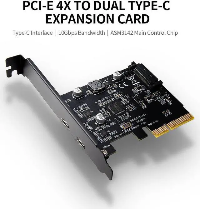 Main image of Weastlinks SuperSpeed USB 3.1 PCI-Express Card with Dual Reversible Type-C Ports 5V 15Pin Connector Gen 2 10 Gbps PCI Express Card 10Gbps