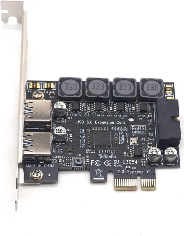 Alt view image 3 of 7 - Weastlinks 2 Port USB 3.0 PCI-E Express card PCIE to USB3.0 hub 19pin Front-facing Expansion Card 5Gbps Super High Speed Adapter