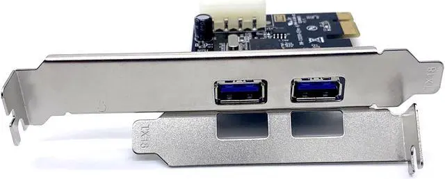 Alt view image 6 of 7 - Weastlinks PCIE to 2 Port USB 3.0 PCI Express 4-pin IDE Connector Adapter USB3.0 Add On Card With Low Profile