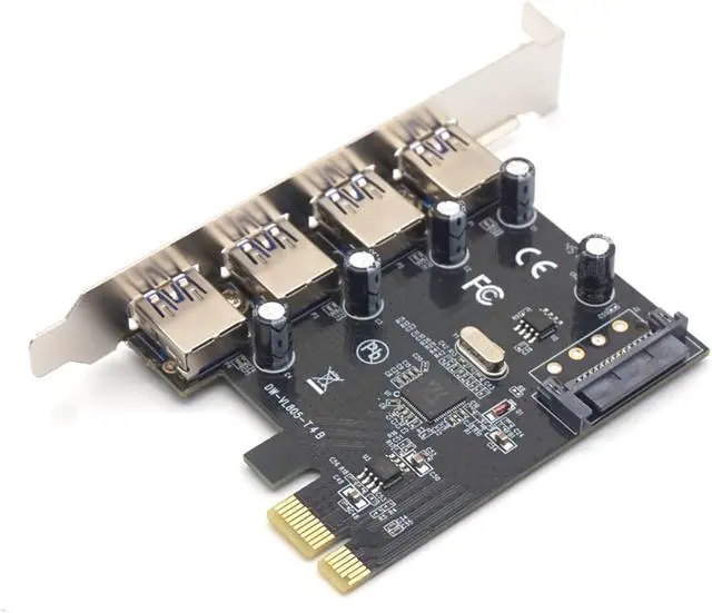 Alt view image 3 of 7 - Weastlinks PCI-E to 4 Ports USB3.0 Expansion Card PCI Express to USB3.0 Adapter Card with SATA Power Interface for Desktop PC