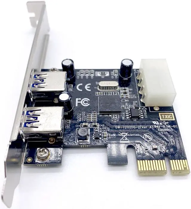 Alt view image 5 of 7 - Weastlinks PCIE to 2 Port USB 3.0 PCI Express 4-pin IDE Connector Adapter USB3.0 Add On Card With Low Profile