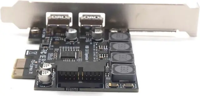 Alt view image 5 of 7 - Weastlinks 2 Port USB 3.0 PCI-E Express card PCIE to USB3.0 hub 19pin Front-facing Expansion Card 5Gbps Super High Speed Adapter