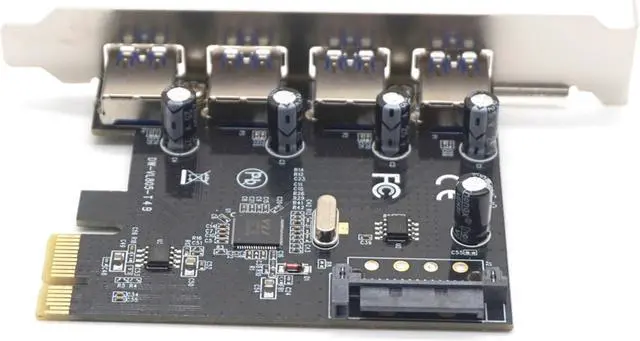 Alt view image 4 of 7 - Weastlinks PCI-E to 4 Ports USB3.0 Expansion Card PCI Express to USB3.0 Adapter Card with SATA Power Interface for Desktop PC