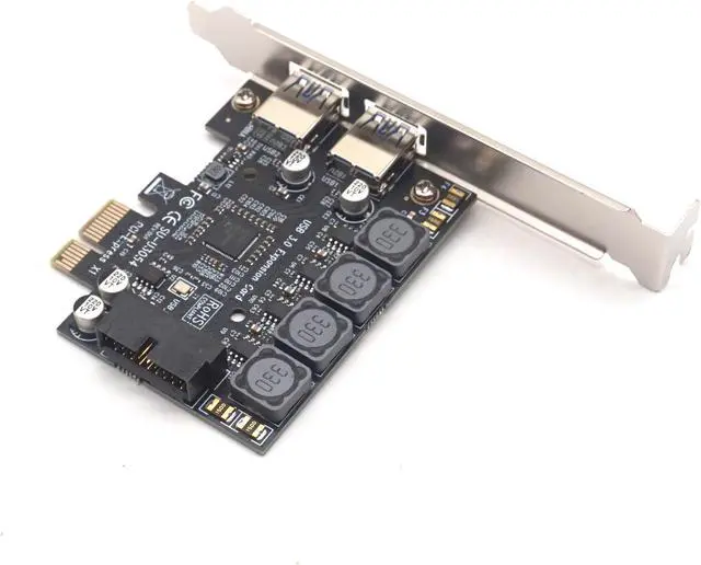 Alt view image 6 of 7 - Weastlinks 2 Port USB 3.0 PCI-E Express card PCIE to USB3.0 hub 19pin Front-facing Expansion Card 5Gbps Super High Speed Adapter