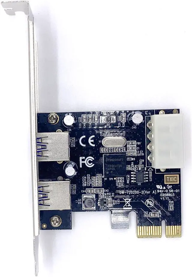 Alt view image 2 of 7 - Weastlinks PCIE to 2 Port USB 3.0 PCI Express 4-pin IDE Connector Adapter USB3.0 Add On Card With Low Profile